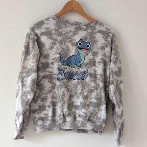 Disney Parks Gray Tie-Dye Bruni Frozen 2 Cropped Sweatshirt Sweater Sz Small